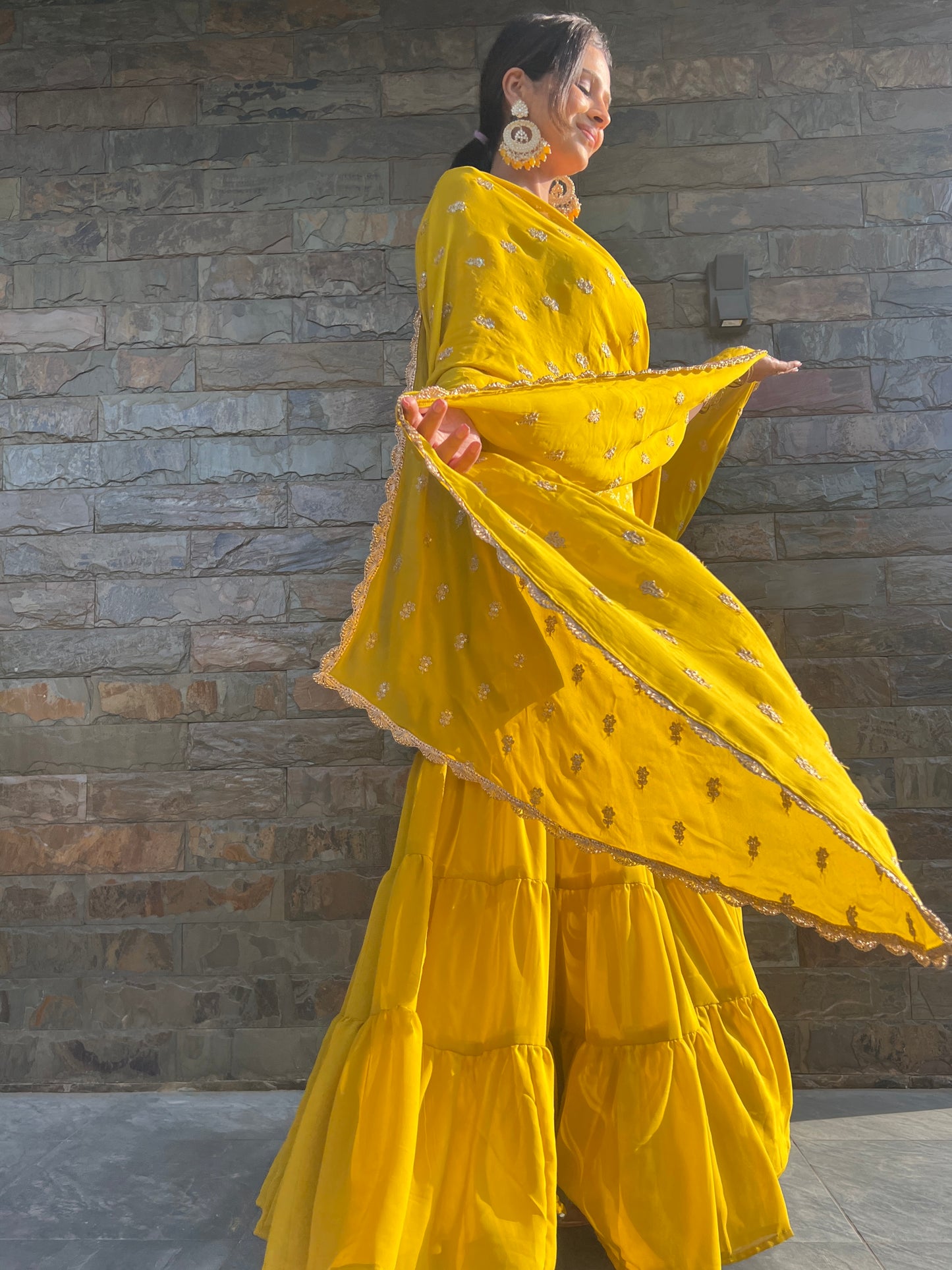 Nazaakat Yellow Sharara Set