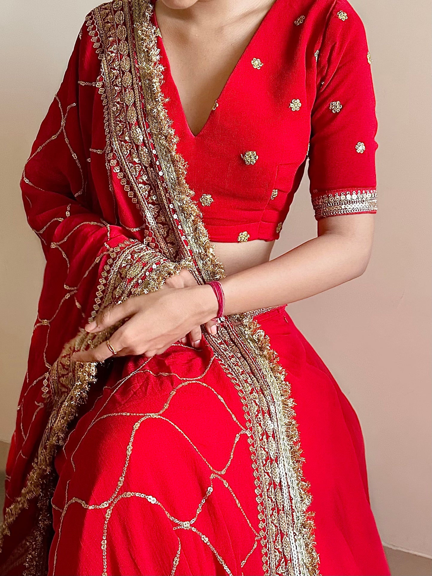 Devi Red Lehenga Set