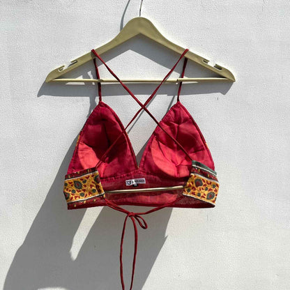 Maroon Floral Cotton Mul Bralette