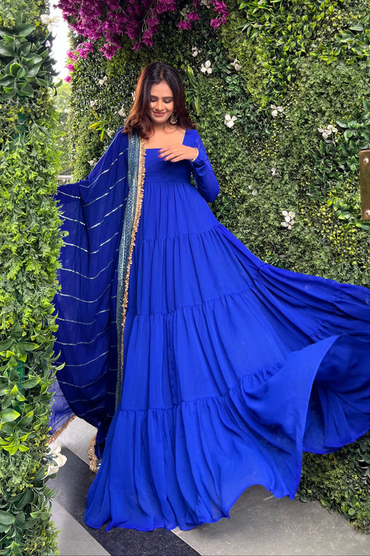Flared Tiered Anarkali Set with Graceful Layers
