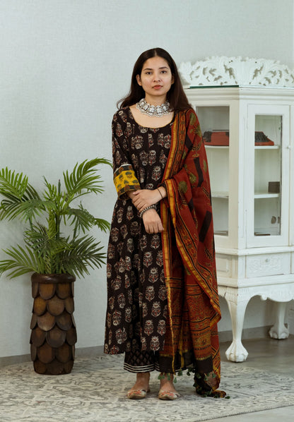 Madder Ajrakh Chanderi Silk Dupatta