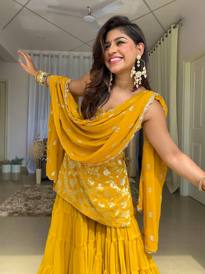 Nazaakat Yellow Sharara Set