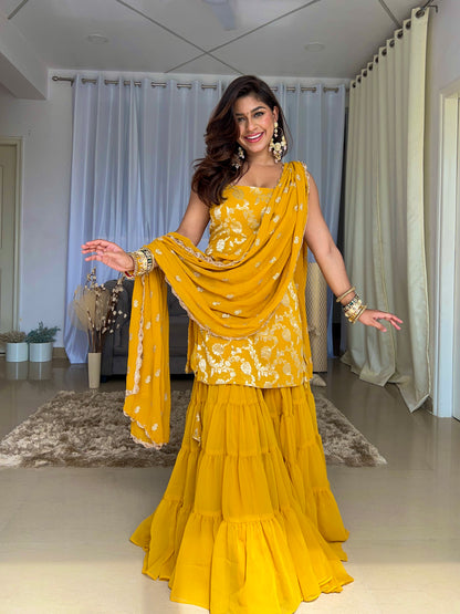 Nazaakat Yellow Sharara Set