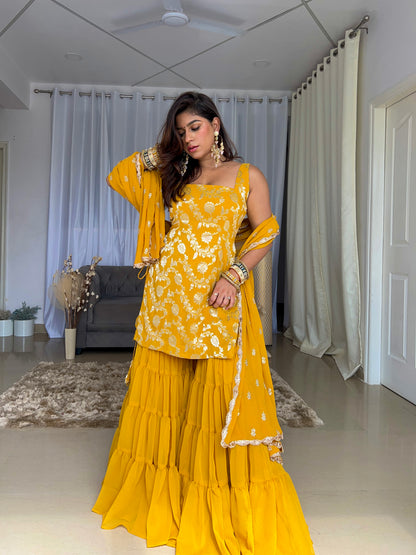 Nazaakat Yellow Sharara Set