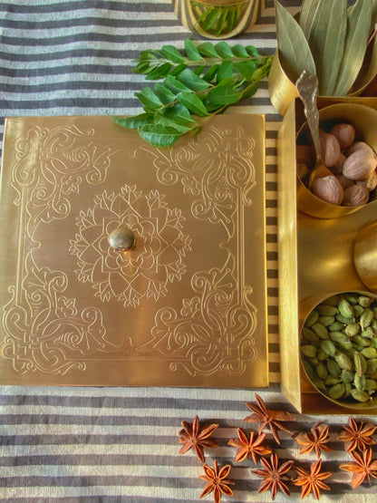 Quad Brass Spice Storage box