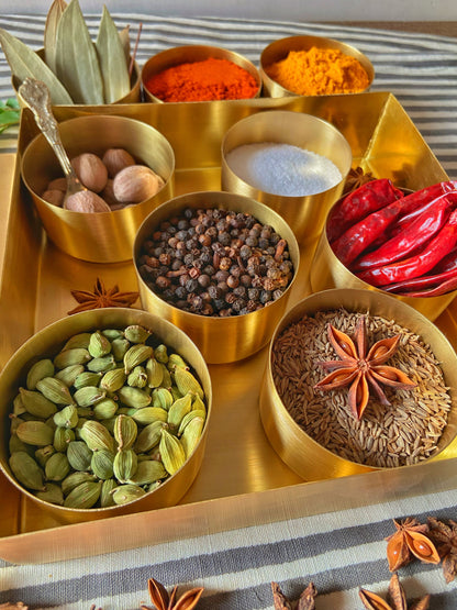 Quad Brass Spice Storage box