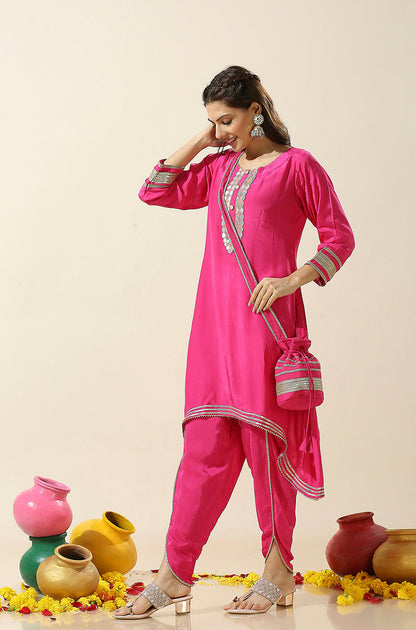 Raas Hot Pink Two Piece Set With Potli Bag