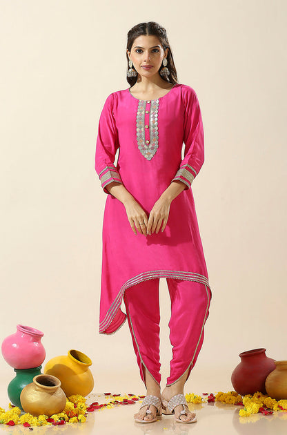 Raas Hot Pink Two Piece Set With Potli Bag