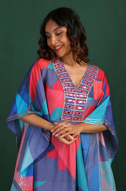 Masakali Yellow/Blue Two Piece Kaftan Set