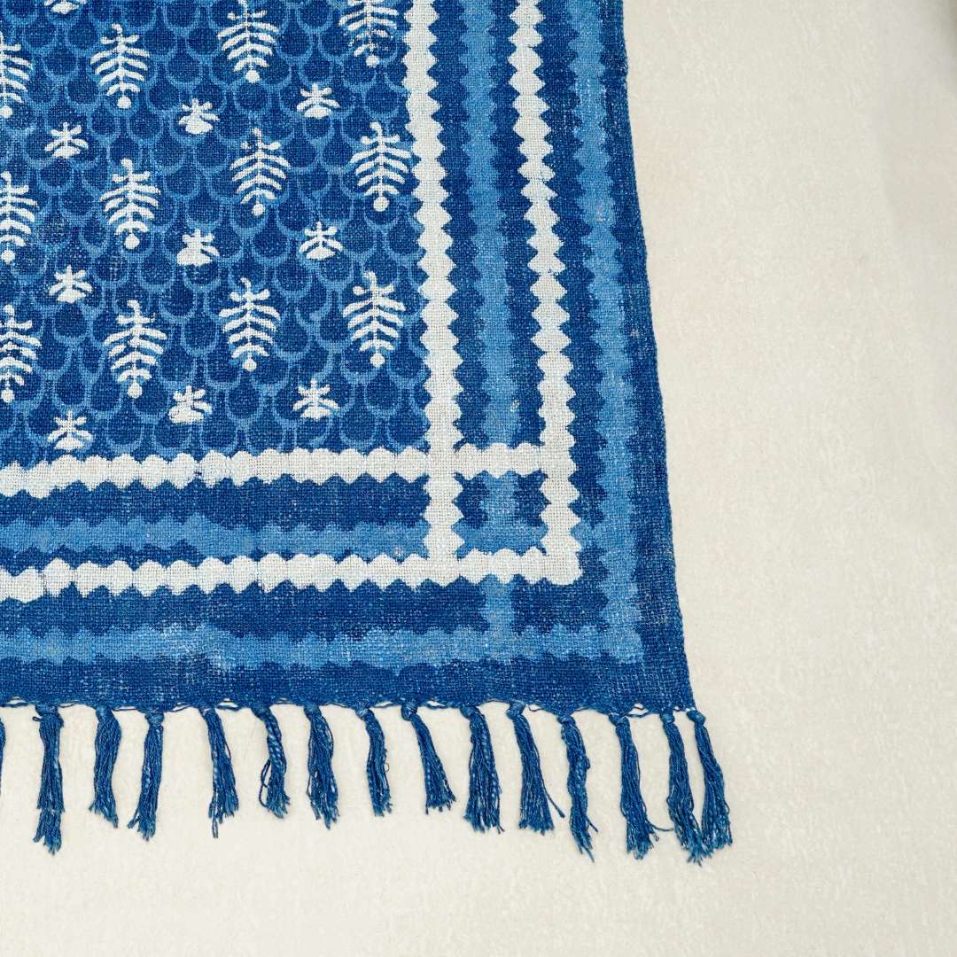 Indigo Block Print Sofa Throw