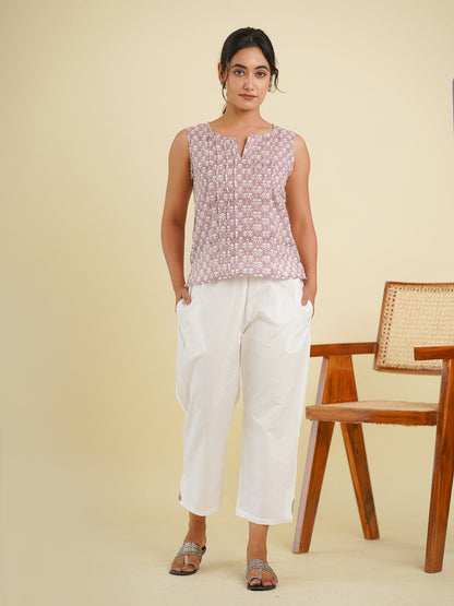 Kamal Pintucks Sleeveless Top