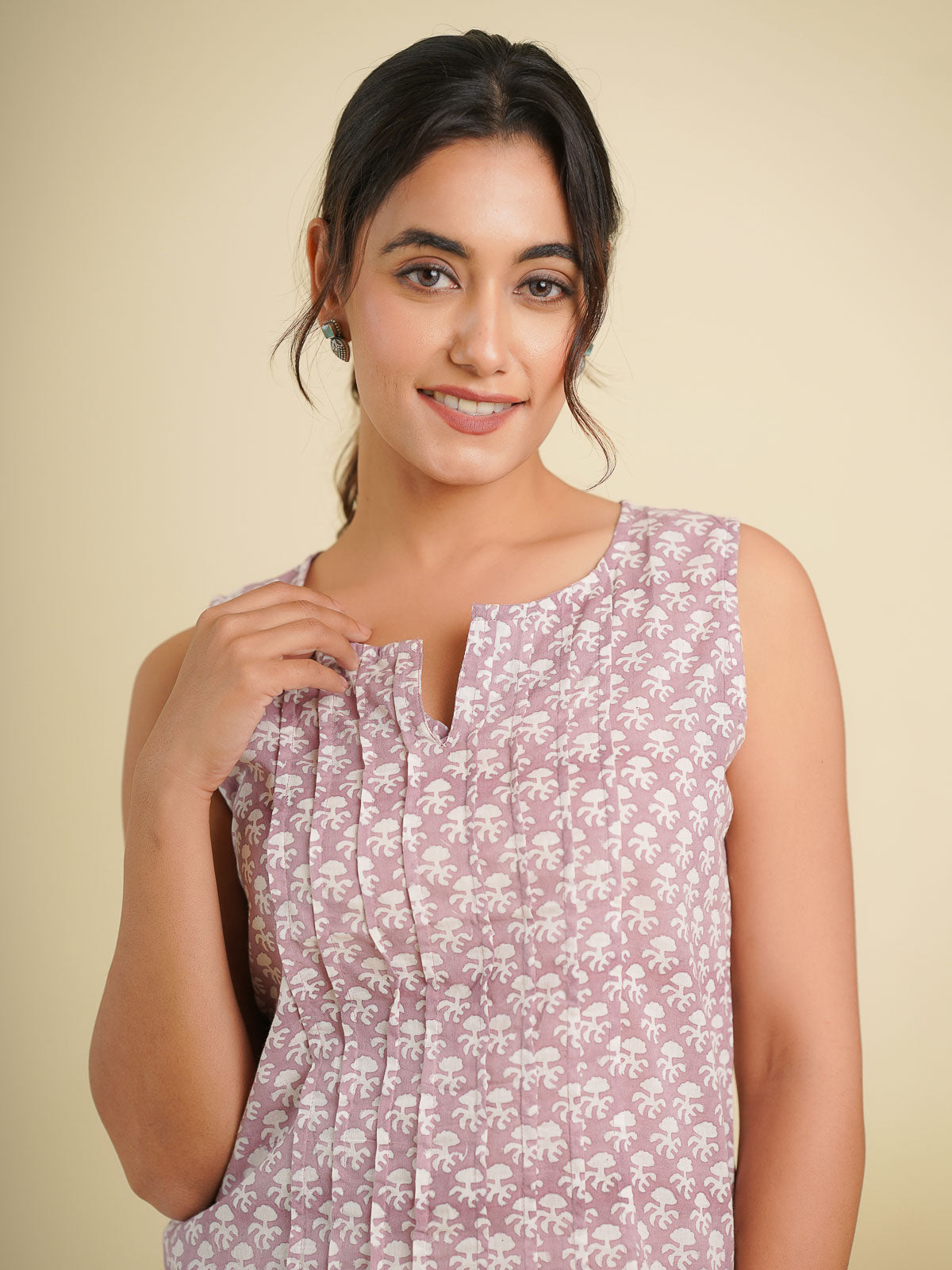 Kamal Pintucks Sleeveless Top