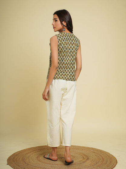 Kamal Pintucks Sleeveless Top