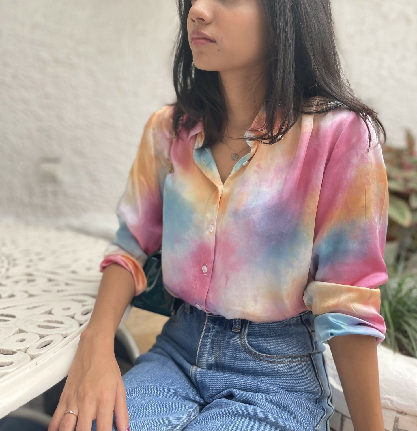 Pastel Chic Tie Dye Satin Shirt