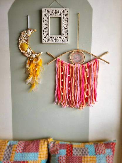 Pink Yellow Evil Eye Dreamcatcher