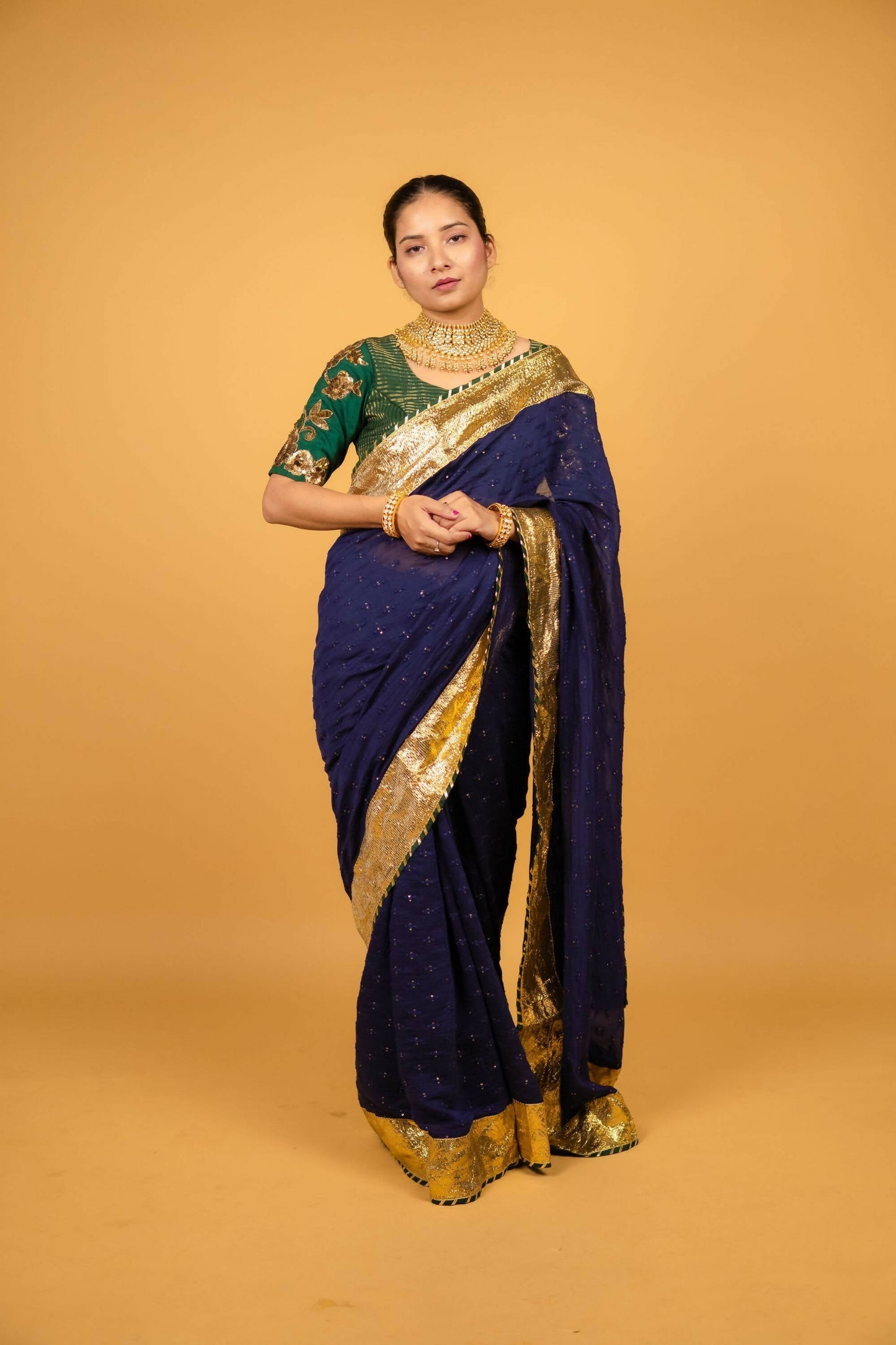 Monochrome Gota Patti Sitara Saree