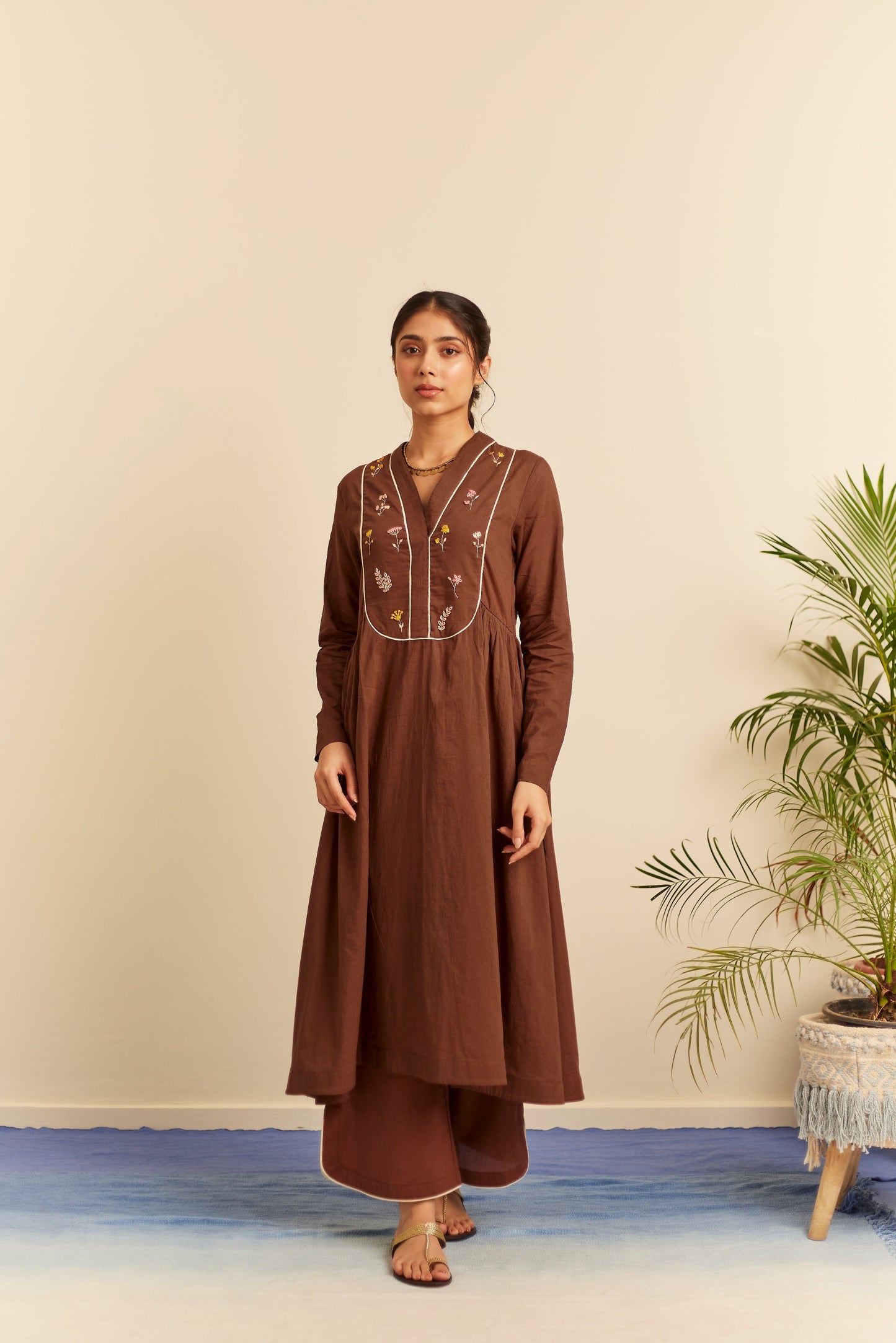 Avni Brown Cotton Kurta Set