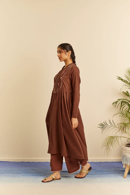 Avni Brown Cotton Kurta Set