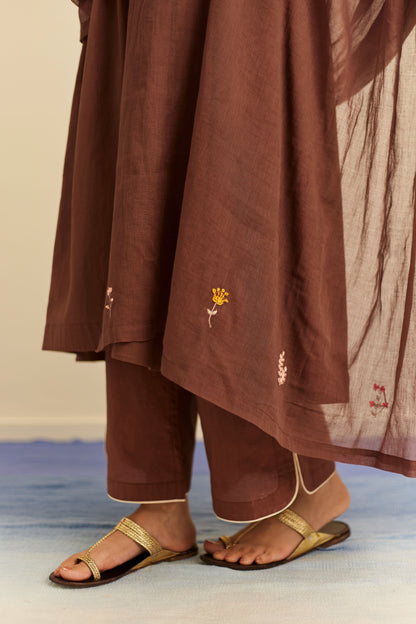 Avni Brown Cotton Kurta Set