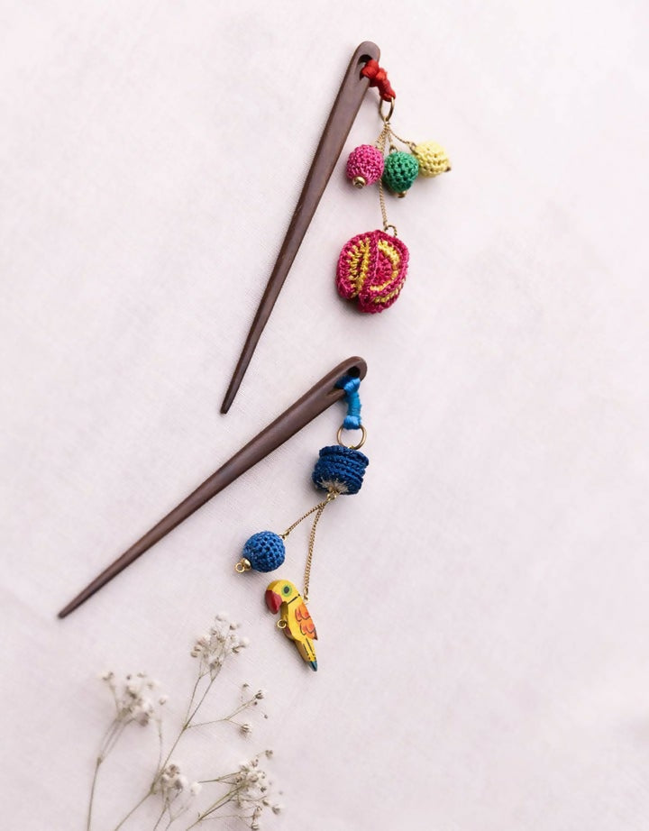 Bougainvillea & Bird Hair Stick (Pair)