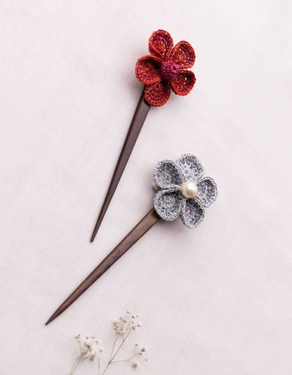 Multicoloured Five Petal Flowers Hair Stick