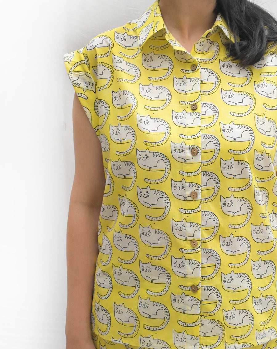 Meow Shortees - Cat Motif Soft Cotton Loungewear