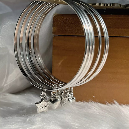 Silver Rhodium Plated Bangle Set