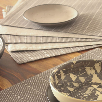 Woven Winter Grey Wipeable & Reversible Cotton Placemats