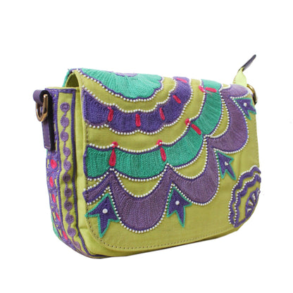 Lime Green Flap Cross-body Bag