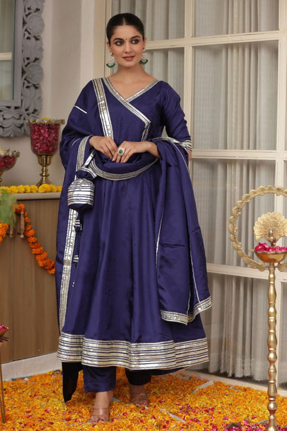 Navyara Navy Silk Suit Set