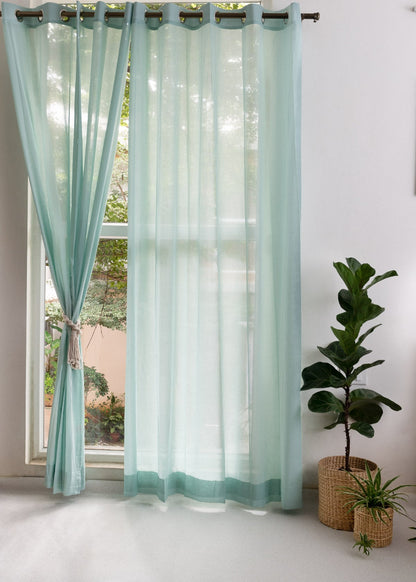 Light Filtering - Solid Nile Blue Sheer Cotton Curtain