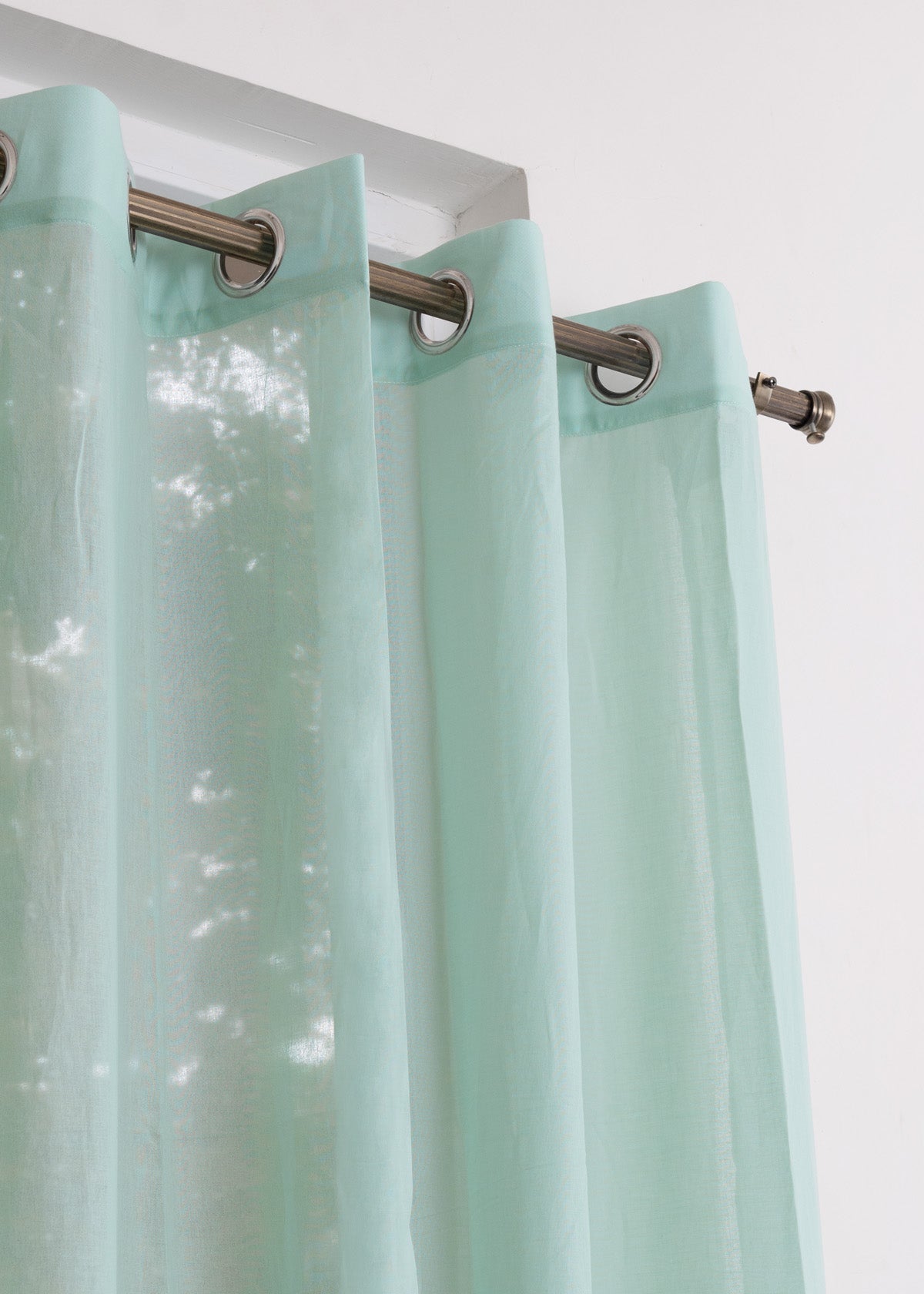 Light Filtering - Solid Nile Blue Sheer Cotton Curtain