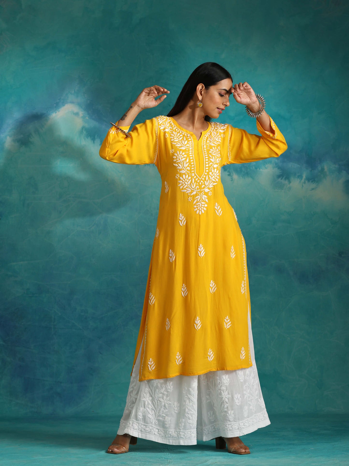 Nisa Mango Yellow Chikankari Kurta