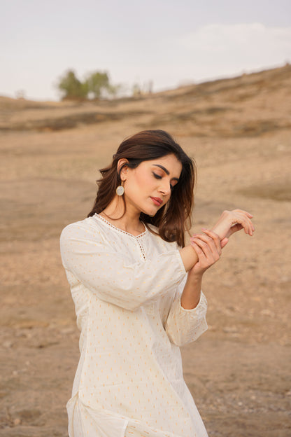 Noor Off-white Swiss Dot Cotton Co-ord Set