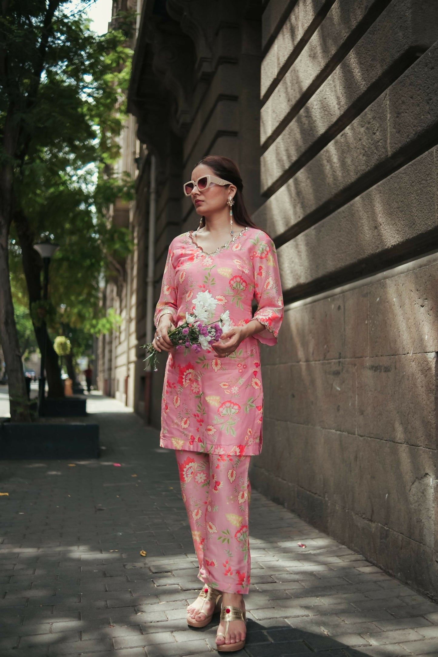 Peach Bloom Monochrome Kurta Set