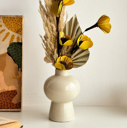 Mushroom Ceramic Vase With Dried Bunch