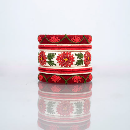 Adilia Handmade Red Dahlia Flower Cotton Thread Bangles