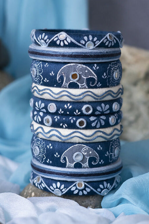 Brahmaputra White Embroidery Bangle Set