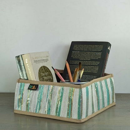 Upcycled Handwoven: Collapsible Storage Basket Small