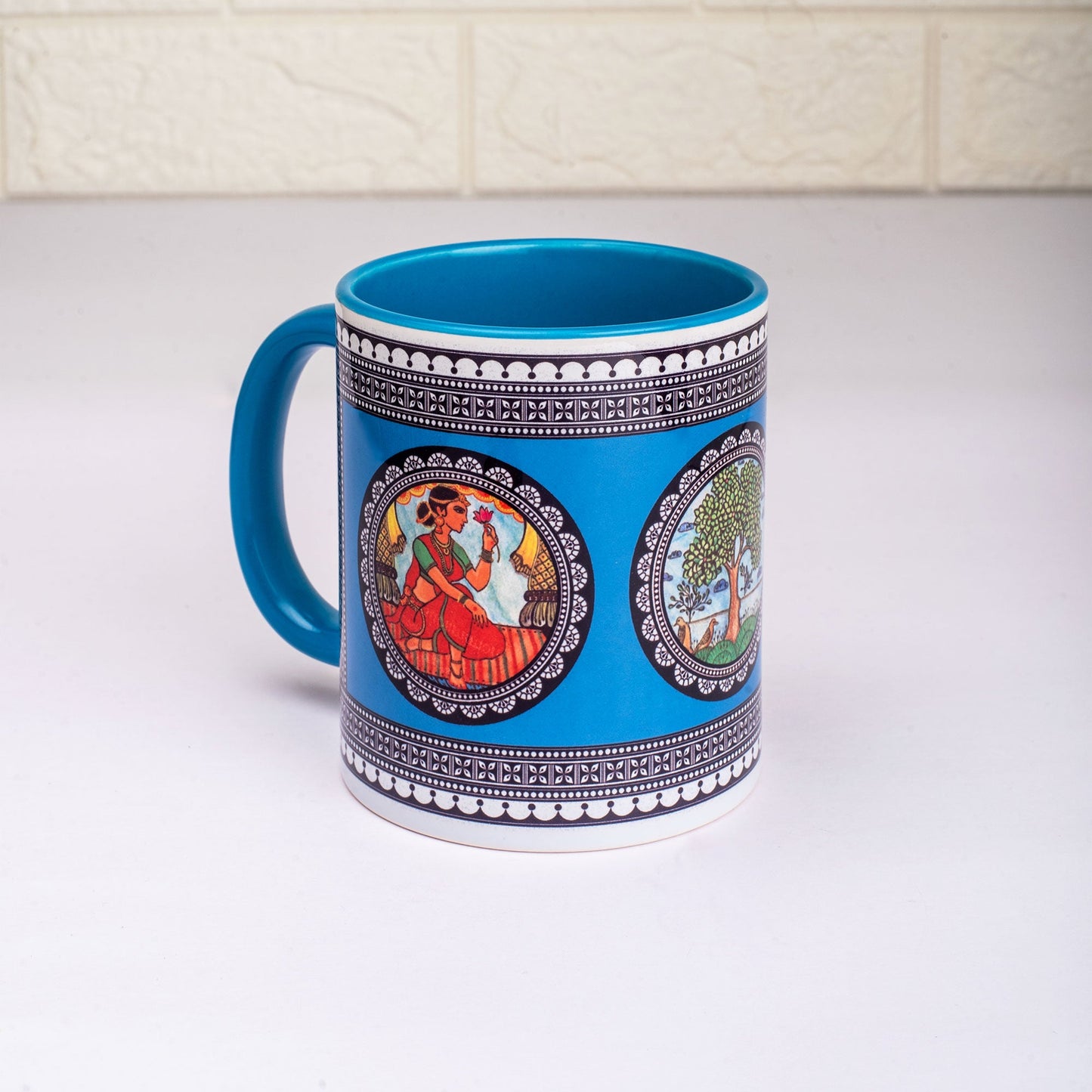 Paripatra Pattachitra Mug with Coaster - Blue