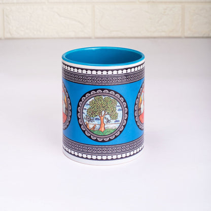 Paripatra Pattachitra Mug with Coaster - Blue