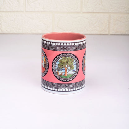 Paripatra Pattachitra Mug with Coaster - Pink