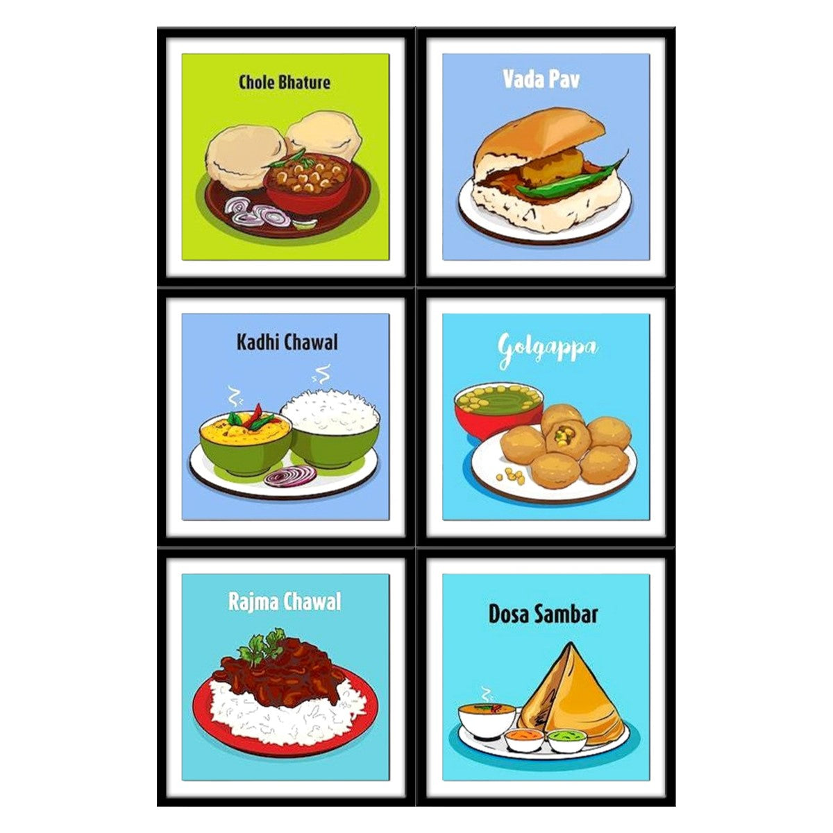 Big Foodies Tea Coasters - Set of 6 with a Wooden Stand