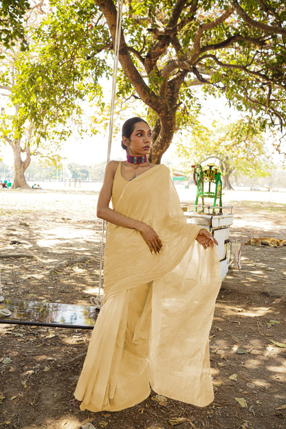 Pineapple Ice Gola I Yellow Handloom Cotton Silk Saree