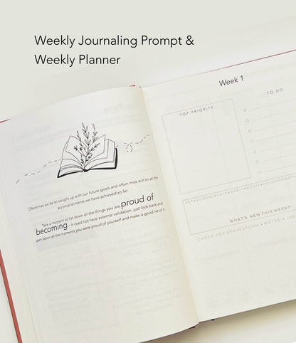 PlanDoReflect: Undated Yearly Planner + Guided Journal | Floral Frame