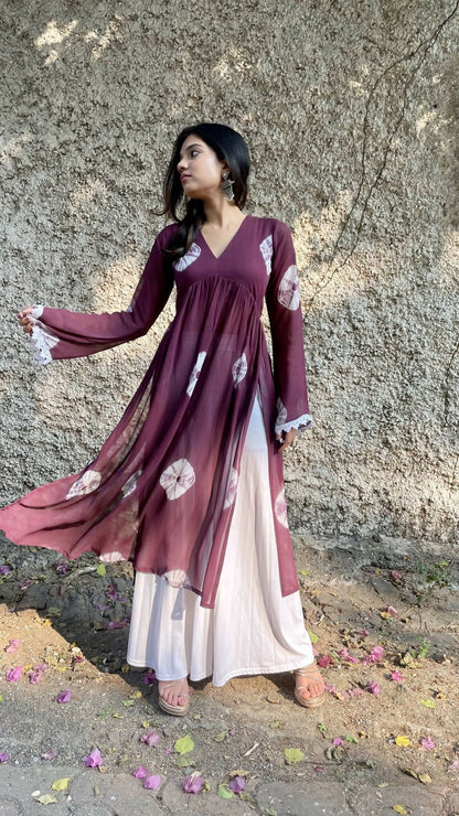 Alira Purple Georgette Flare Kurta