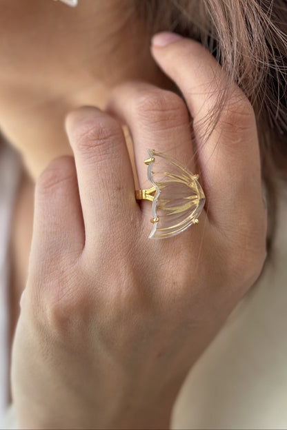 Butterfly Clear Quartz Ring