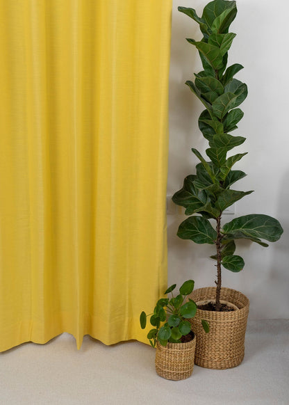 Room Darkening - Yellow Pure Cotton Plain Curtain