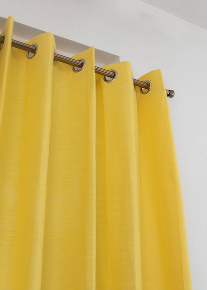 Room Darkening - Yellow Pure Cotton Plain Curtain