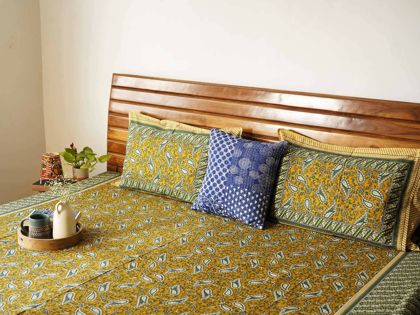 Rangoli – Mustard- Double Bed Bedsheet